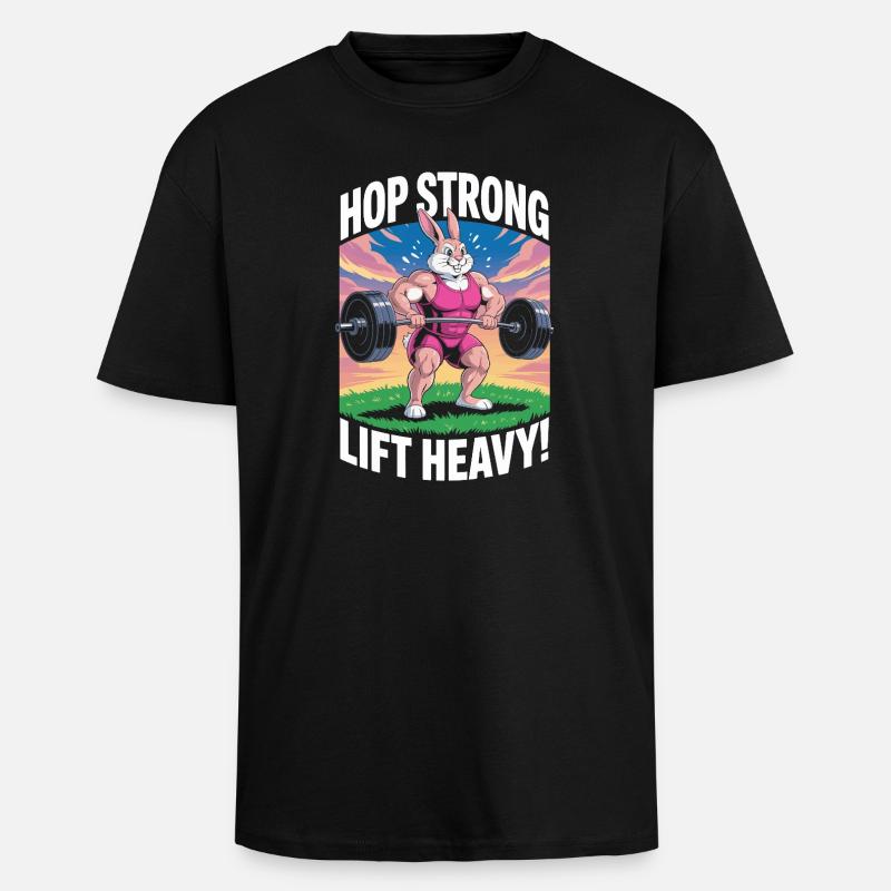 Spring stark. Hebe schwer - Oversized Heavyweight Unisex T-Shirt - Schwarz