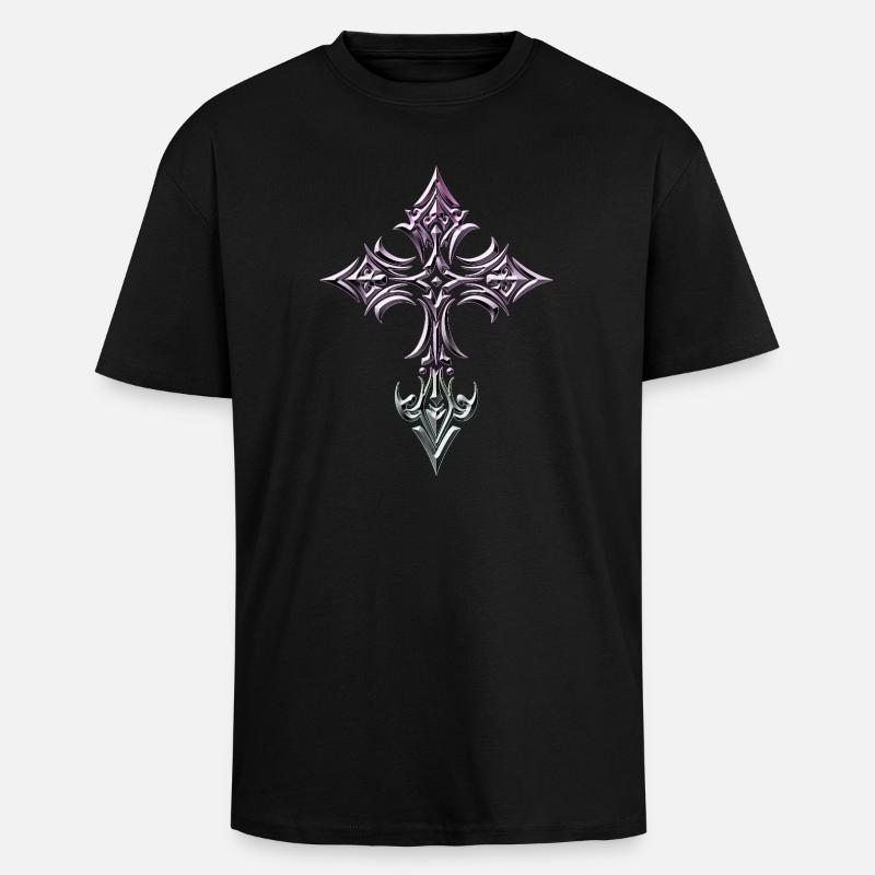 Gotisches Kreuz mit Steigung - Oversized Heavyweight Unisex T-Shirt - Schwarz