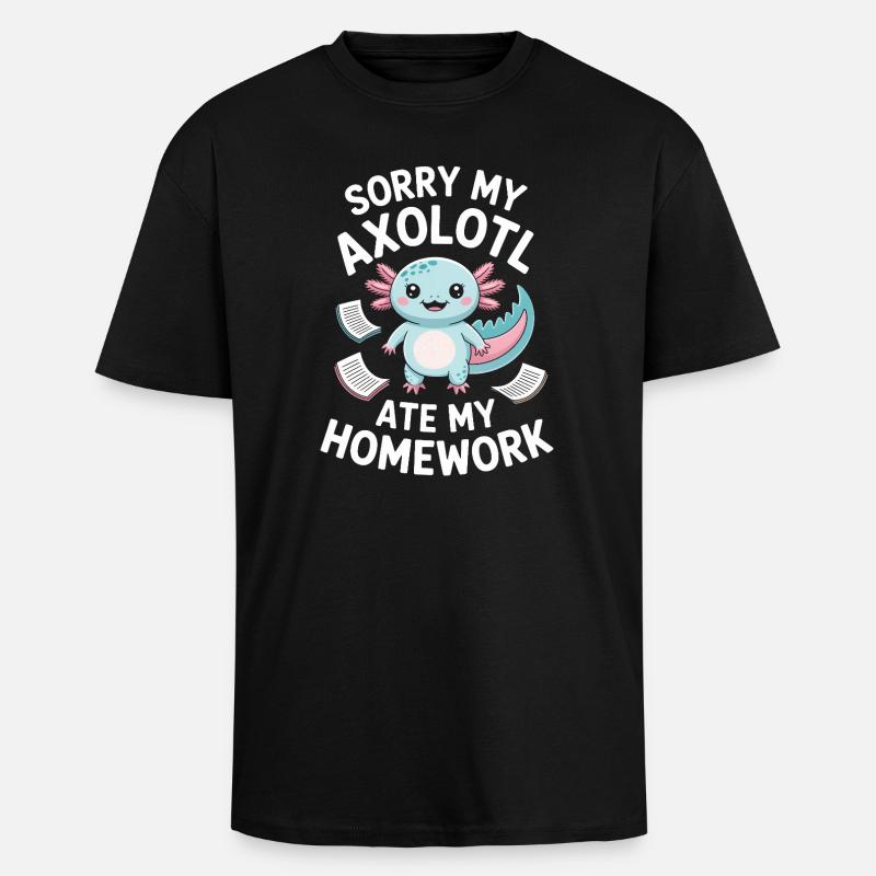 Braquage de devoirs d’Axolotl - T-shirt unisexe oversize épais - noir