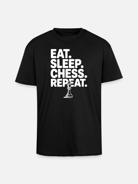 Eat. Sleep. Chess. Repeat. - Unisex Oversized Heavyweight T-shirt - black