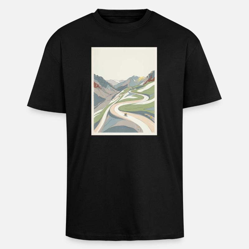 Alpe d'Huez — Radfahrer-Erinnerung - Oversized Heavyweight Unisex T-Shirt - Schwarz