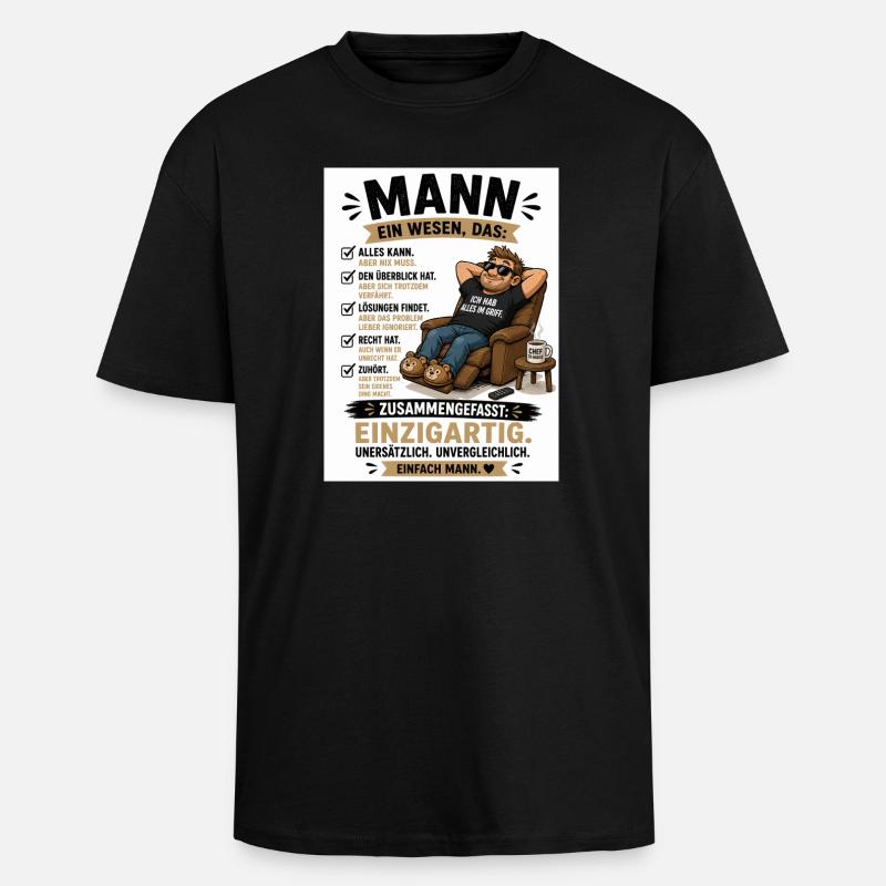 Mann: Einzigartig, unverwechselbar - Oversized Heavyweight Unisex T-Shirt - Schwarz