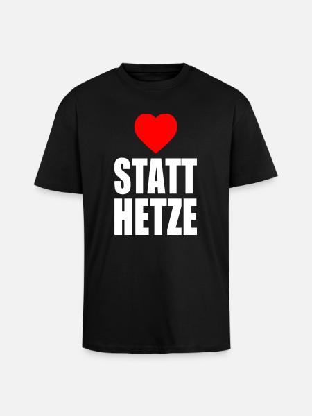 Herz statt hetze - Oversized Heavyweight Unisex T-Shirt - Schwarz