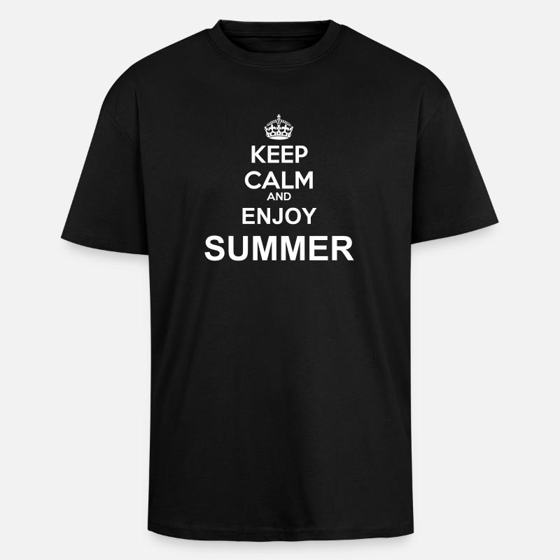 keep calm enjoy summer - Oversized Heavyweight Unisex T-Shirt - Schwarz