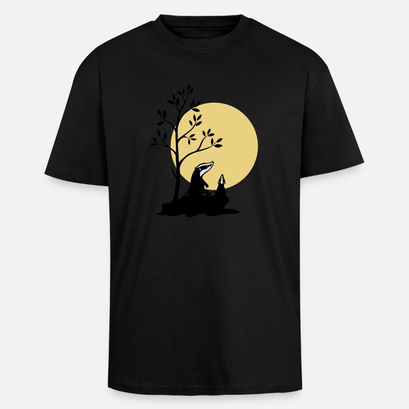 Dachs im Mondlicht - Oversized Heavyweight Unisex T-Shirt - Schwarz