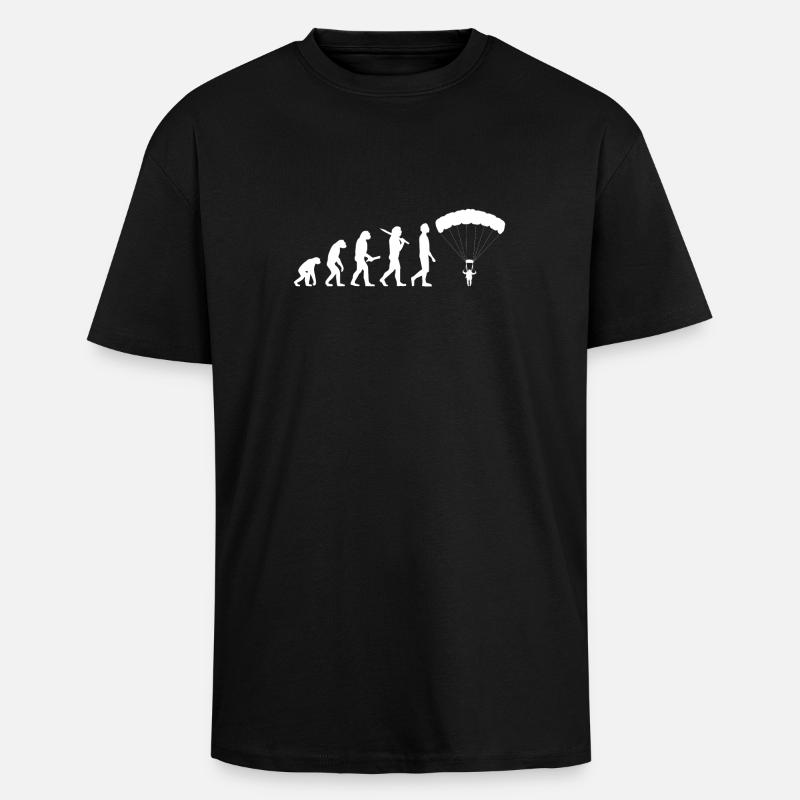 Skydiving Evolution - Unisex Oversized Heavyweight T-shirt - black