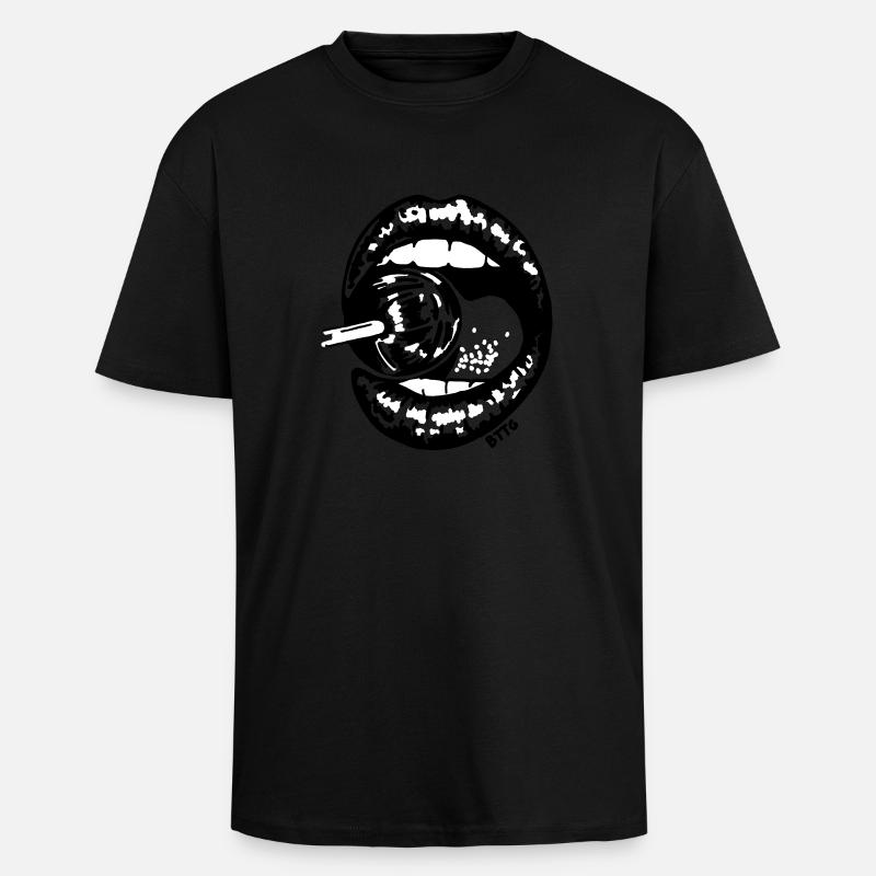 LIPS - lollypop - Oversized Heavyweight Unisex T-Shirt - Schwarz