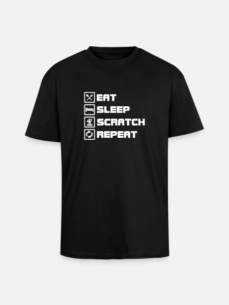 eat sleep scratch repeat DJ - Unisex Oversized Heavyweight T-shirt - black