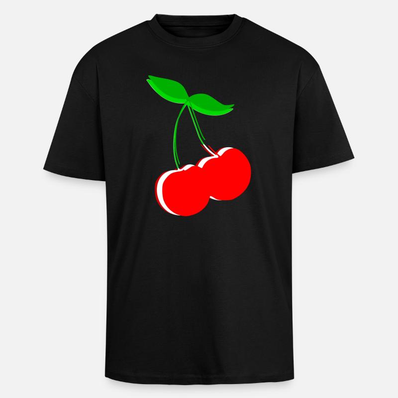 Kirsche Retro Früchte Obst Geschenk Geschenkidee - Oversized Heavyweight Unisex T-Shirt - Schwarz