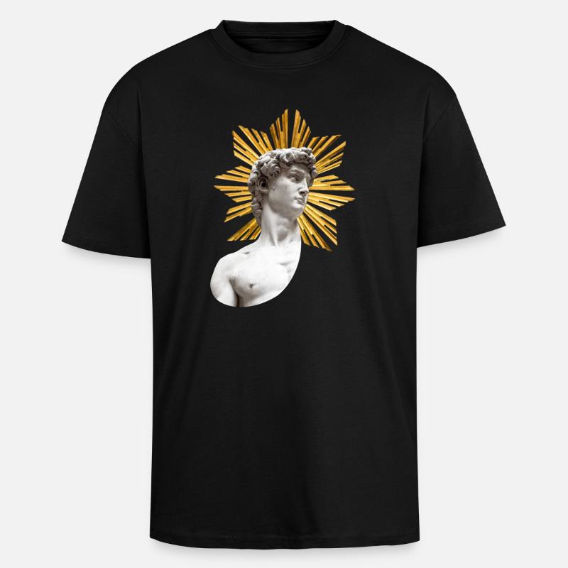 David mit Heiligenschein | Michelangelo - Oversized Heavyweight Unisex T-Shirt - Schwarz