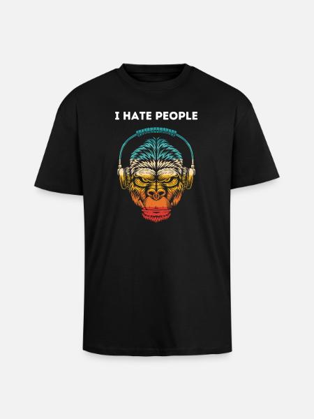 Gorilla Kopfhörer Regenbogen - Oversized Heavyweight Unisex T-Shirt - Schwarz