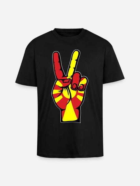 Macedonia Flag Peace Victory Symbol - Unisex Oversized Heavyweight T-shirt - black