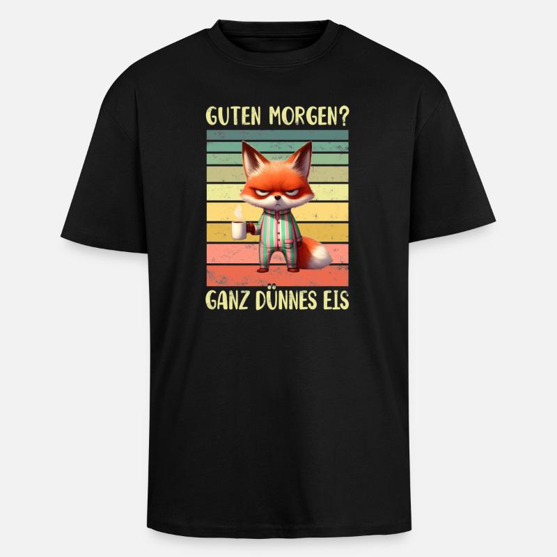 Fuchs Morgenmuffel - Oversized Heavyweight Unisex T-Shirt - Schwarz