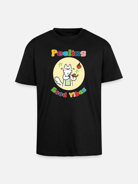 Chat Peeling Orange - T-shirt unisexe oversize épais - noir