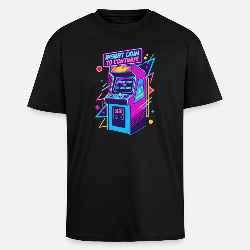 Conception d’arcade rétro pour les joueurs et les joueurs - T-shirt unisexe oversize épais - noir