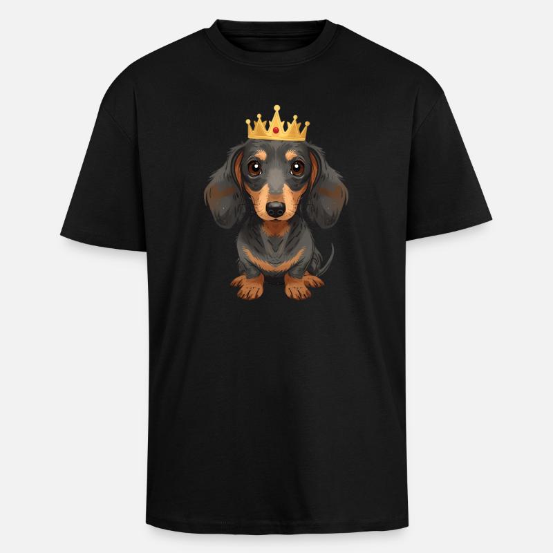 Kleiner Dackel mit Krone Cute Design - Oversized Heavyweight Unisex T-Shirt - Schwarz