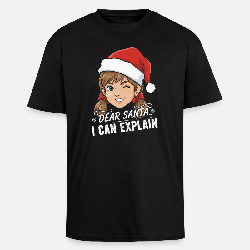 Dear Santa I Can Explain - Unisex Oversized Heavyweight T-shirt - black