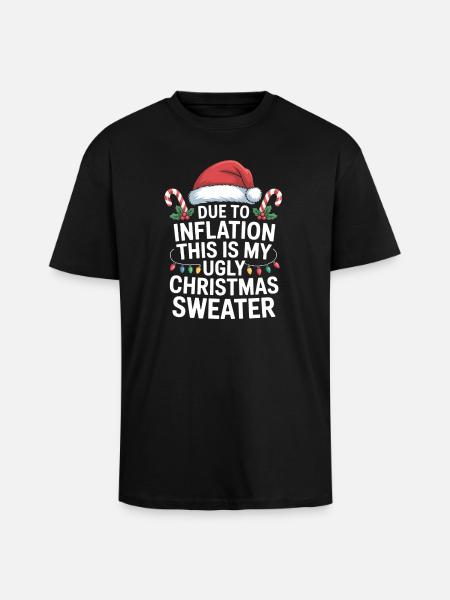 Ugly Christmas Inflation Tee - Unisex Oversized Heavyweight T-shirt - black