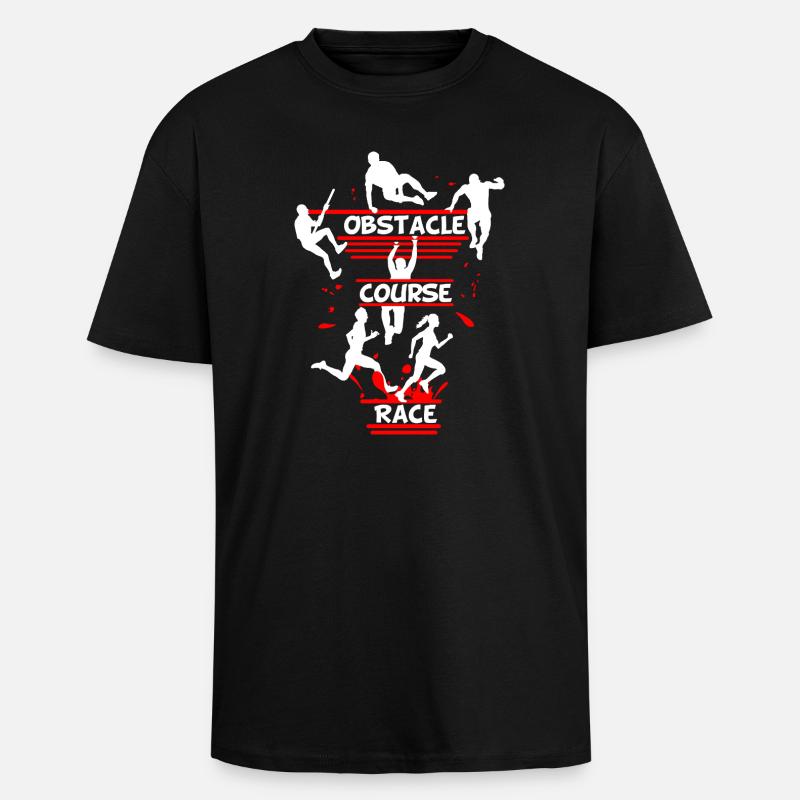 Course d’obstacles – Conception d’obstacles en ligne - T-shirt unisexe oversize épais - noir