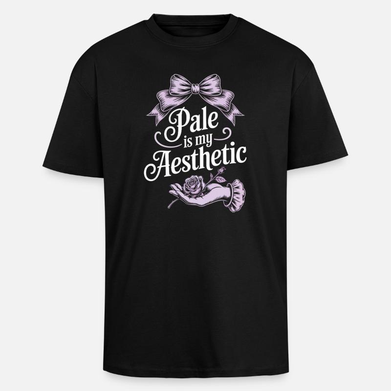 Écriture esthétique pâle avec nœud - T-shirt unisexe oversize épais - noir