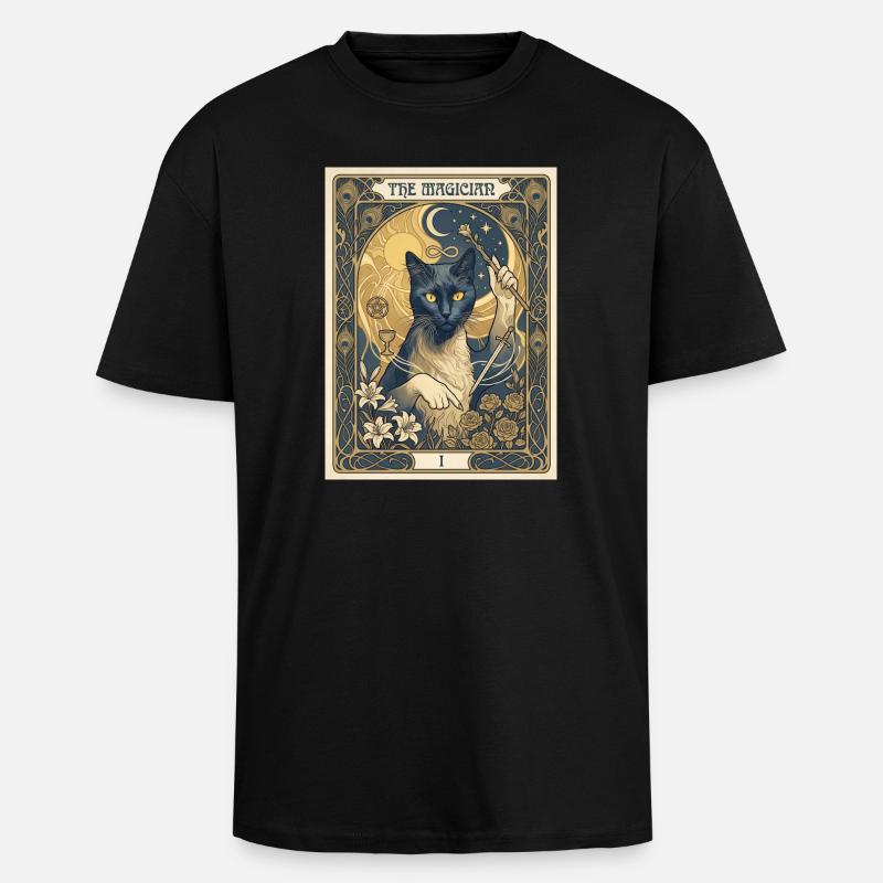 Cat, le magicien - T-shirt unisexe oversize épais - noir