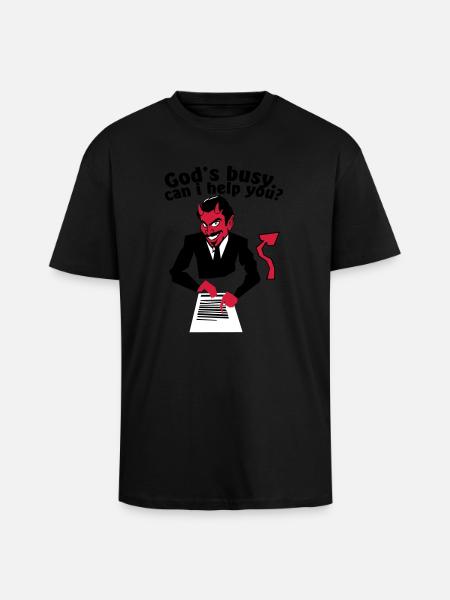 God's busy. Can i help? - Unisex Oversized Heavyweight T-shirt - black