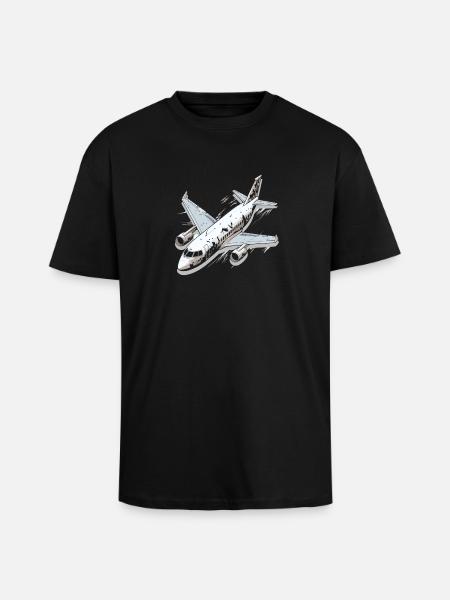 Airplane - illustration - Unisex Oversized Heavyweight T-shirt - black