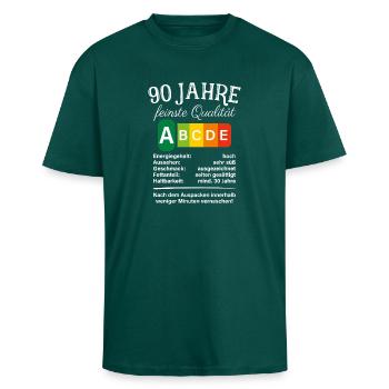 90 Jahre Feinste Qualität Geschenk 90. Geburtstag - Oversized Heavyweight Unisex T-Shirt - hunter Green - Vorne - Alina (178cm) & Michal (187cm)