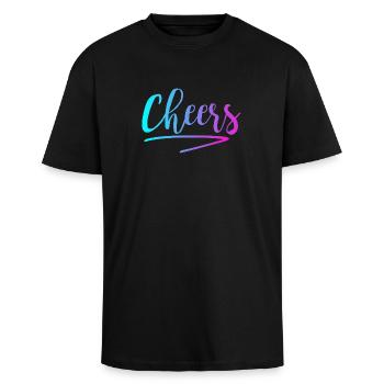 Cheers - Unisex Oversized Heavyweight T-shirt - black - Front - Alina (178cm) & Michal (187cm)