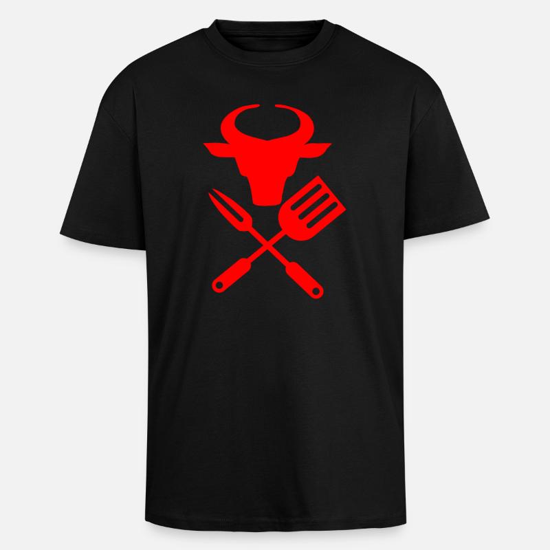 Bull head Barbeque tools, kitchen utensils - Unisex Oversized Heavyweight T-shirt - black