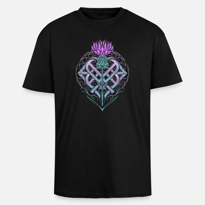 Thistle Shield Celtic Knots Thistle Lover - Unisex Oversized Heavyweight T-shirt - black