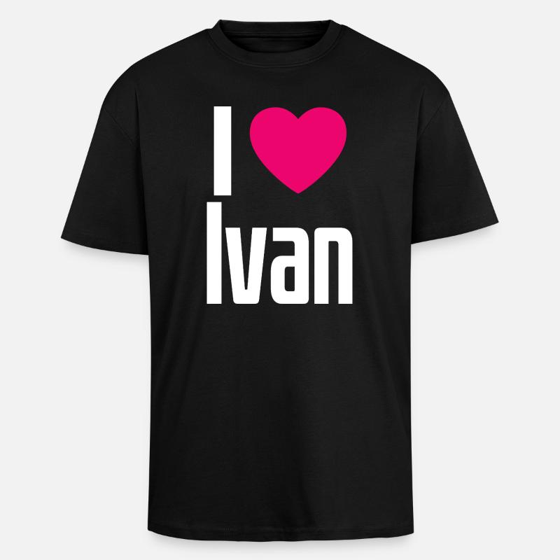 J’aime Ivan Coeur Rose J’aime Ivan - T-shirt unisexe oversize épais - noir
