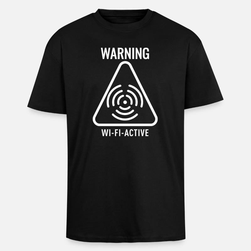 WiFi Active Warning Triangle - Unisex Oversized Heavyweight T-shirt - black