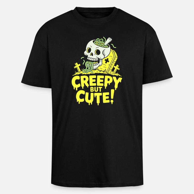 Creepy but Cute Schädel Glow - Oversized Heavyweight Unisex T-Shirt - Schwarz