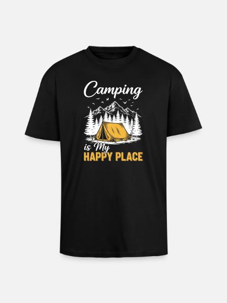 Camping is my happy place - Unisex Oversized Heavyweight T-shirt - black