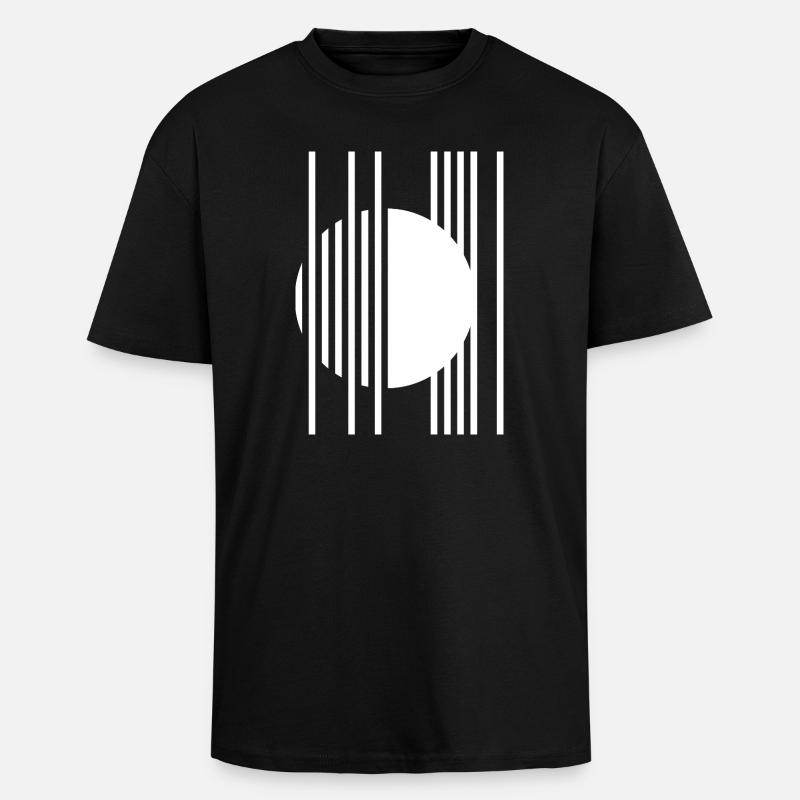 Circular Orbit Stripes - Unisex Oversized Heavyweight T-shirt - black