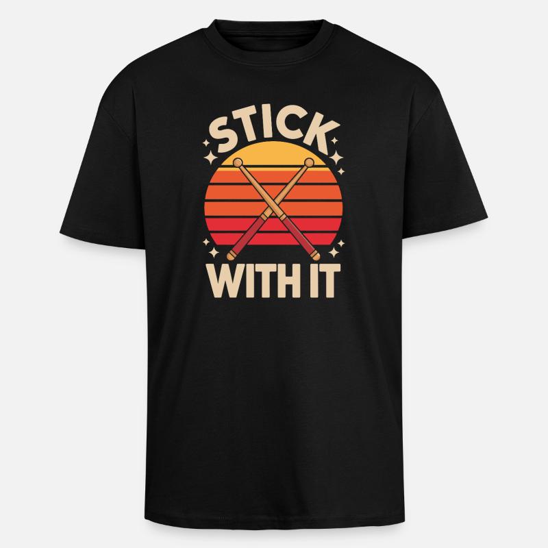 Reste persévérant batteur qui dit rétro - T-shirt unisexe oversize épais - noir
