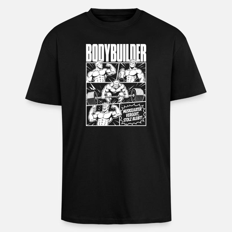 Bodybuilder Training Comic Stolz - Oversized Heavyweight Unisex T-Shirt - Schwarz
