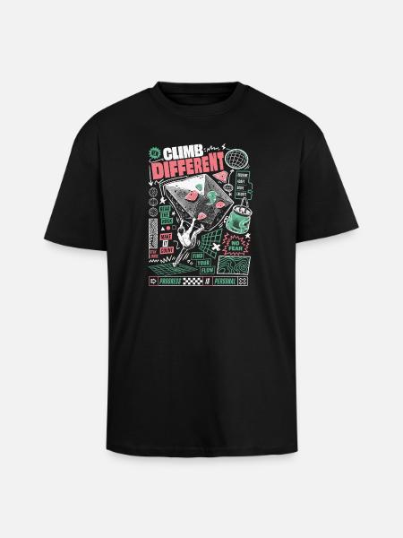 Boulder More Climbing Motivation - Unisex Oversized Heavyweight T-shirt - black