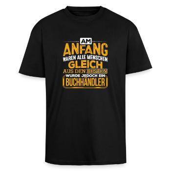 BUCHHÄNDLER - Der Beste - Oversized Heavyweight Unisex T-Shirt - Schwarz - Vorne - Alina (178cm) & Michal (187cm)