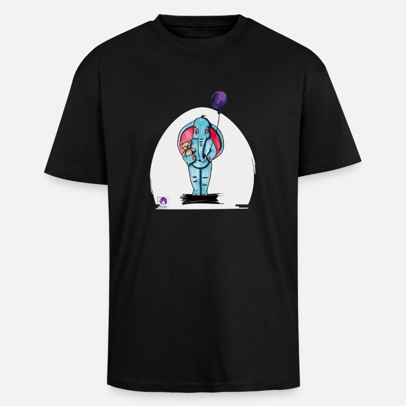 Elijah der Elefant - Oversized Heavyweight Unisex T-Shirt - Schwarz