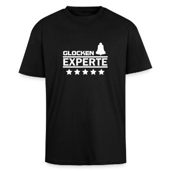 glocken experte - Oversized Heavyweight Unisex T-Shirt - Schwarz - Vorne - Alina (178cm) & Michal (187cm)