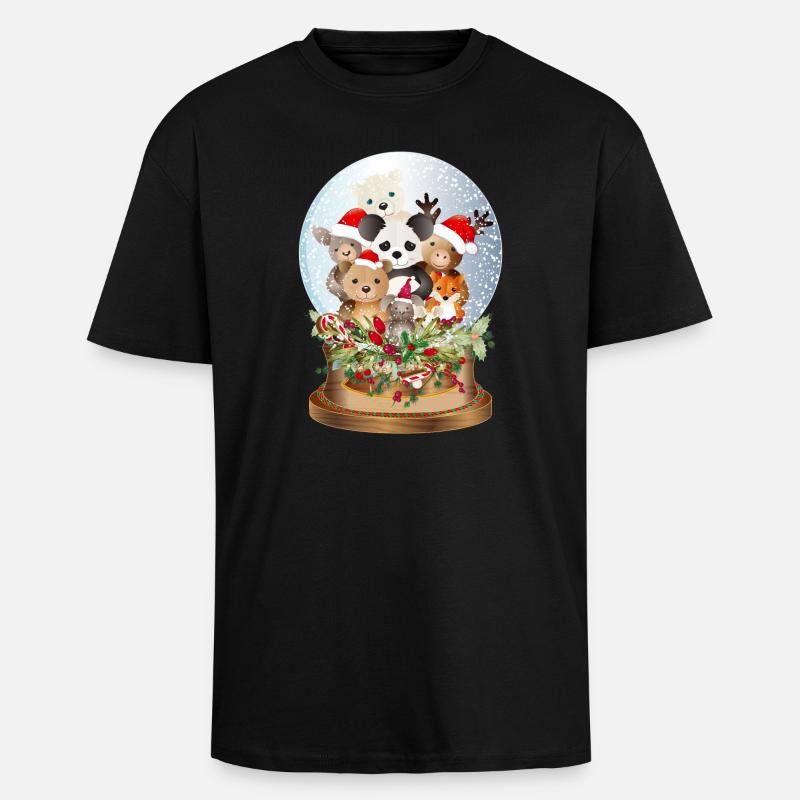 schöne nostalgische Schneekugel mit Kuscheltiere - Oversized Heavyweight Unisex T-Shirt - Schwarz