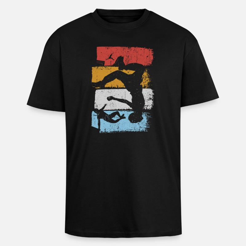 Stripes Sunset Diver Silhouette - Oversized Heavyweight Unisex T-Shirt - Schwarz