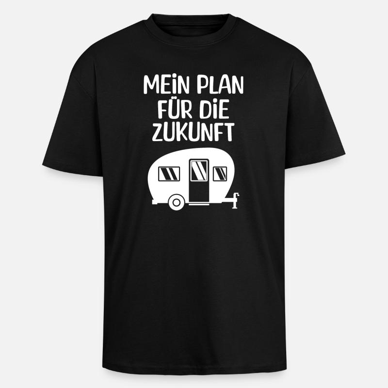 Wanderlust Camping Chillen Wohnwagen Statement - Oversized Heavyweight Unisex T-Shirt - Schwarz