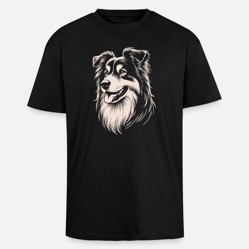 Australian Shepherd Features - Unisex Oversized Heavyweight T-shirt - black