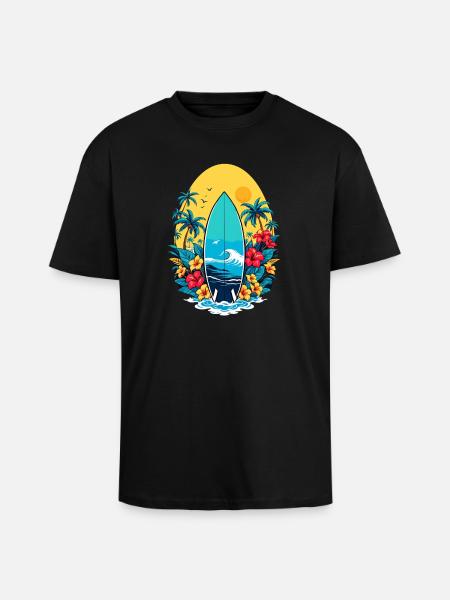 Stylish surfboard - Unisex Oversized Heavyweight T-shirt - black