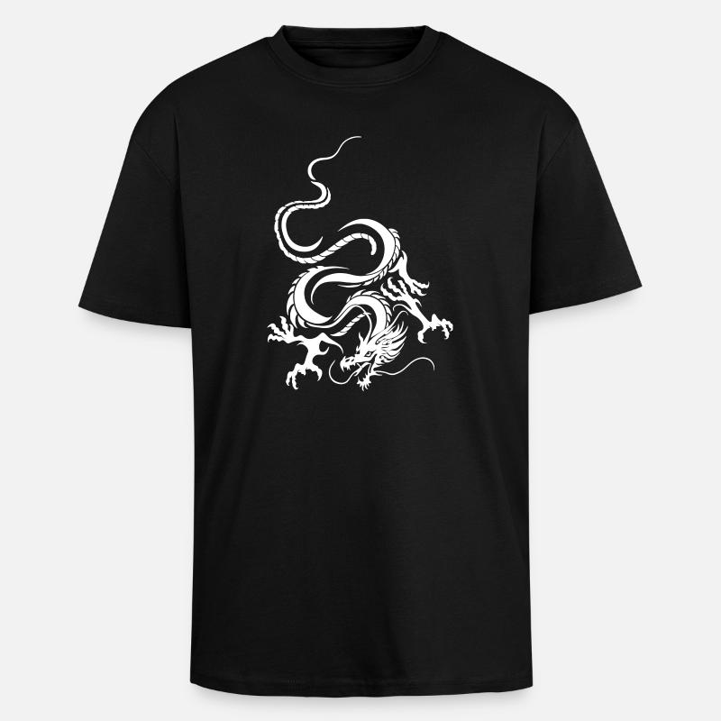 Weißer Drache Komplizierte Grafik - Oversized Heavyweight Unisex T-Shirt - Schwarz
