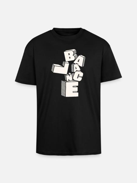 Équilibre en lettres 3D - T-shirt unisexe oversize épais - noir