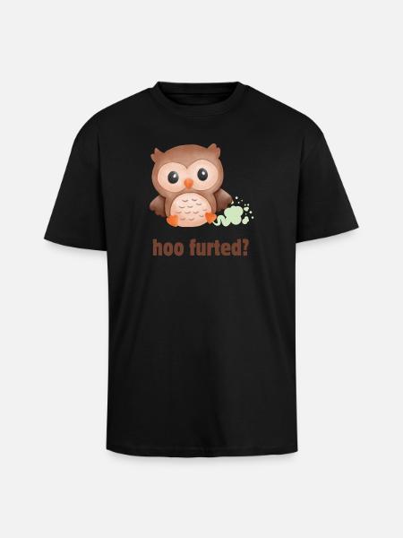 Hoo Furted Owl Pun - Unisex Oversized Heavyweight T-shirt - black